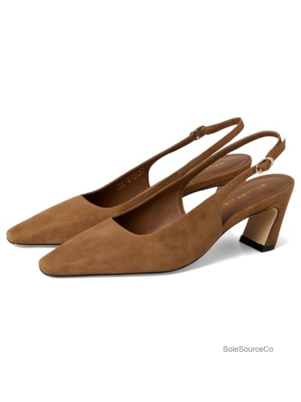 Leather Slingback Block Heels Square Toe Sandals Dress Pumps